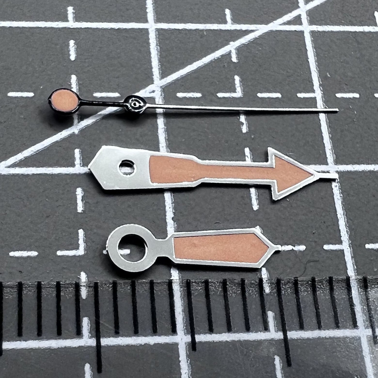 2 Sets 12.5mm Silver Trim Orange Painted Green Lume Hands for NH35 NH36 7S26