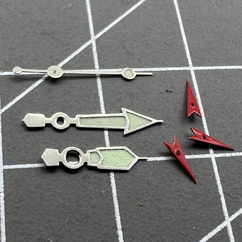 2 Sets Green Luminous Silver Trim Watch Hands for Miyota 0S60 OS60 Movement