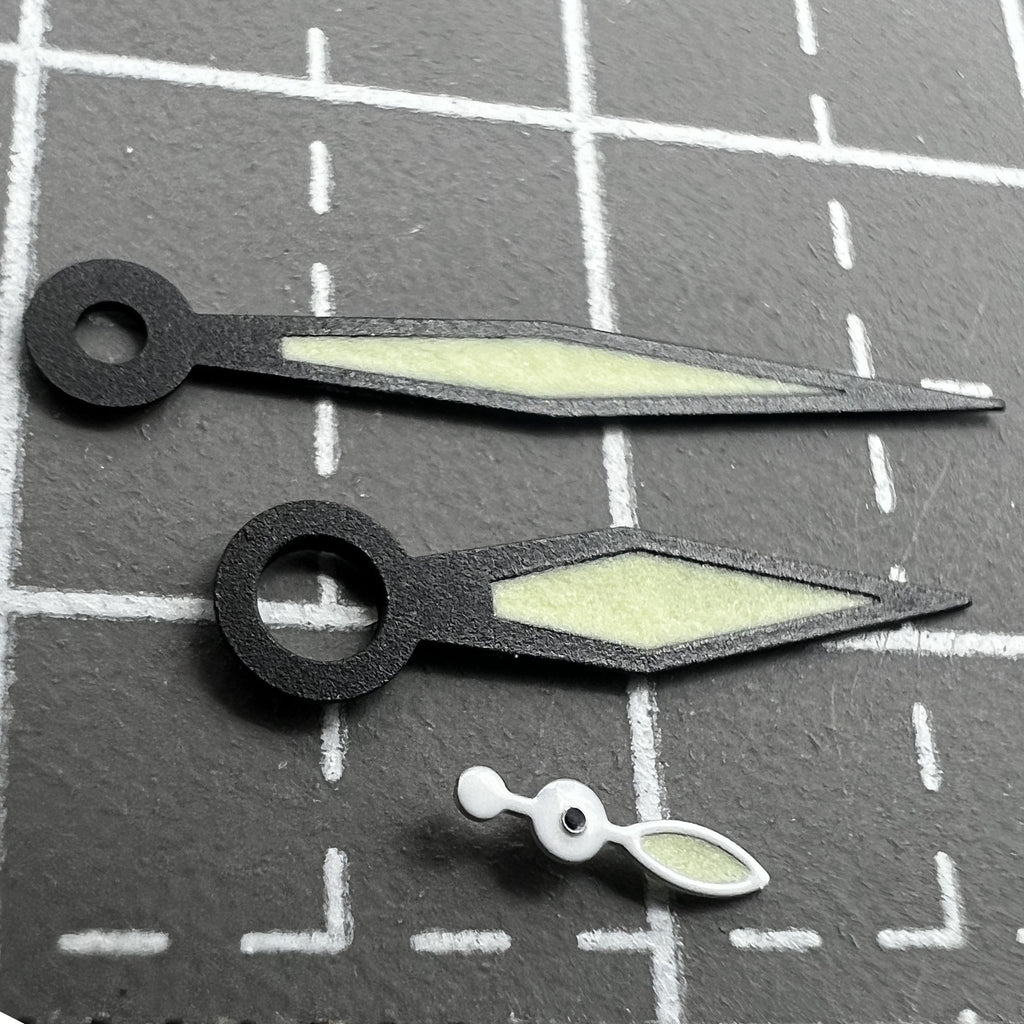 Green Lume Black Trim Diamond Shaped Watch Hands for ST3600/ST3620/ETA6497/6498