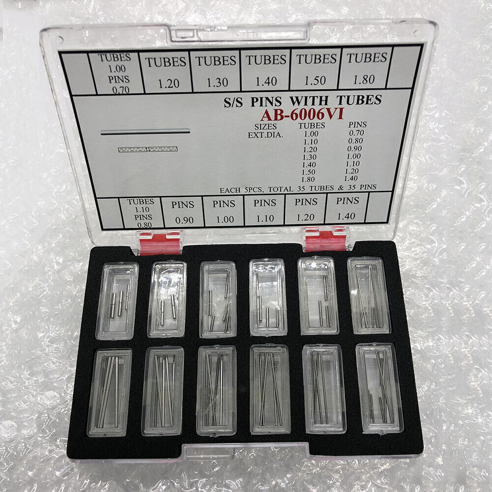 AB-6006VI Watch Band Part Pressure Stainless Steel Pins with Tubes 60PCS/Box
