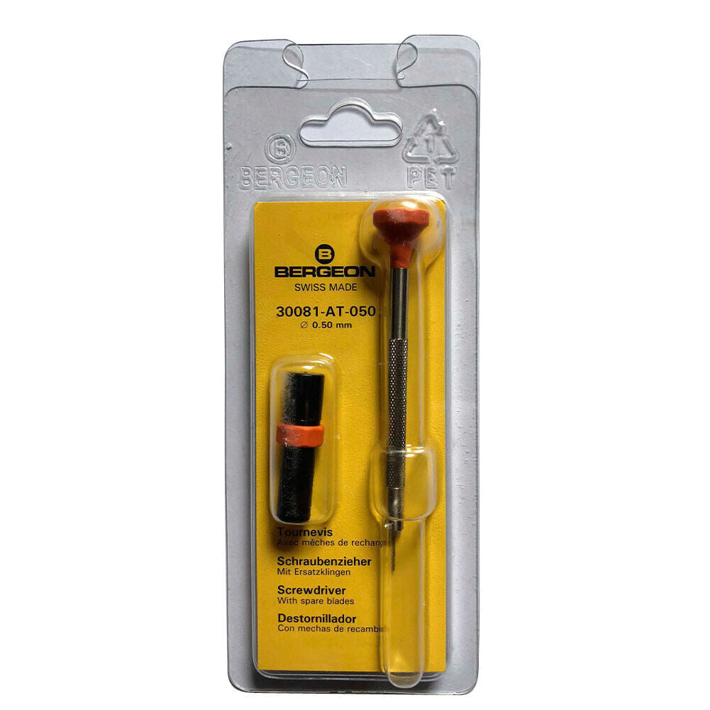 Bergeon 30081-AT-050 Ergonomic Screwdriver 0.50mm With Spare Blades