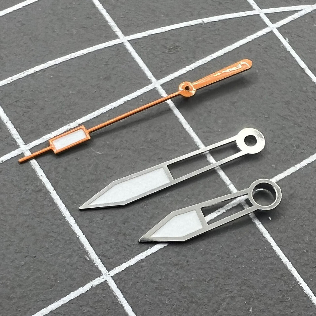 Orange Second Hand Green Lume Silver Trim Hands Set for ETA2836/2846/2824/2846