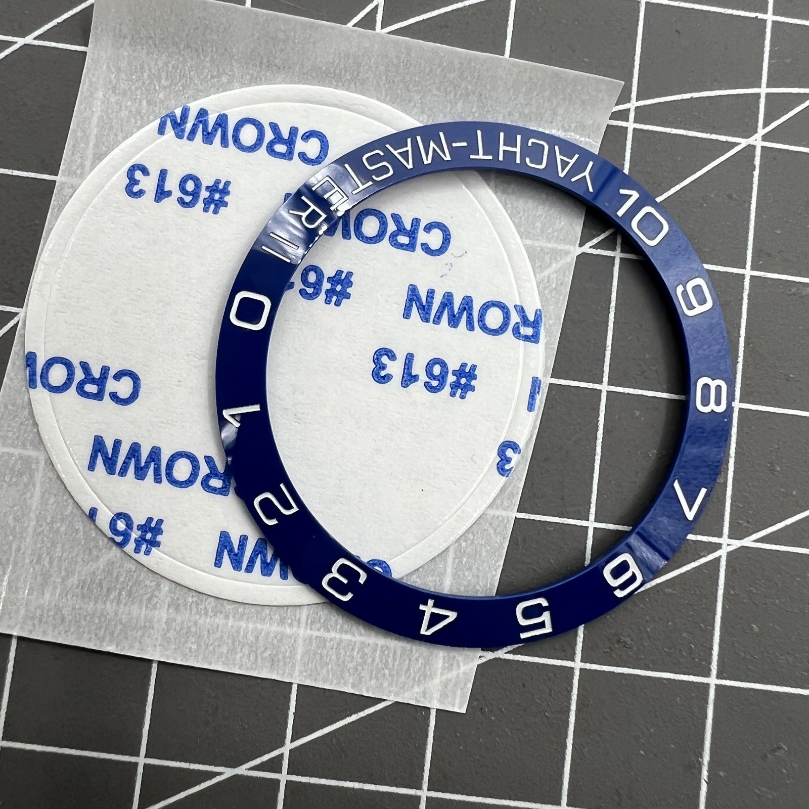 38mm Watch Bezel Ring Ceramic Slope Blue Ring White Font for Yacht Master Watch
