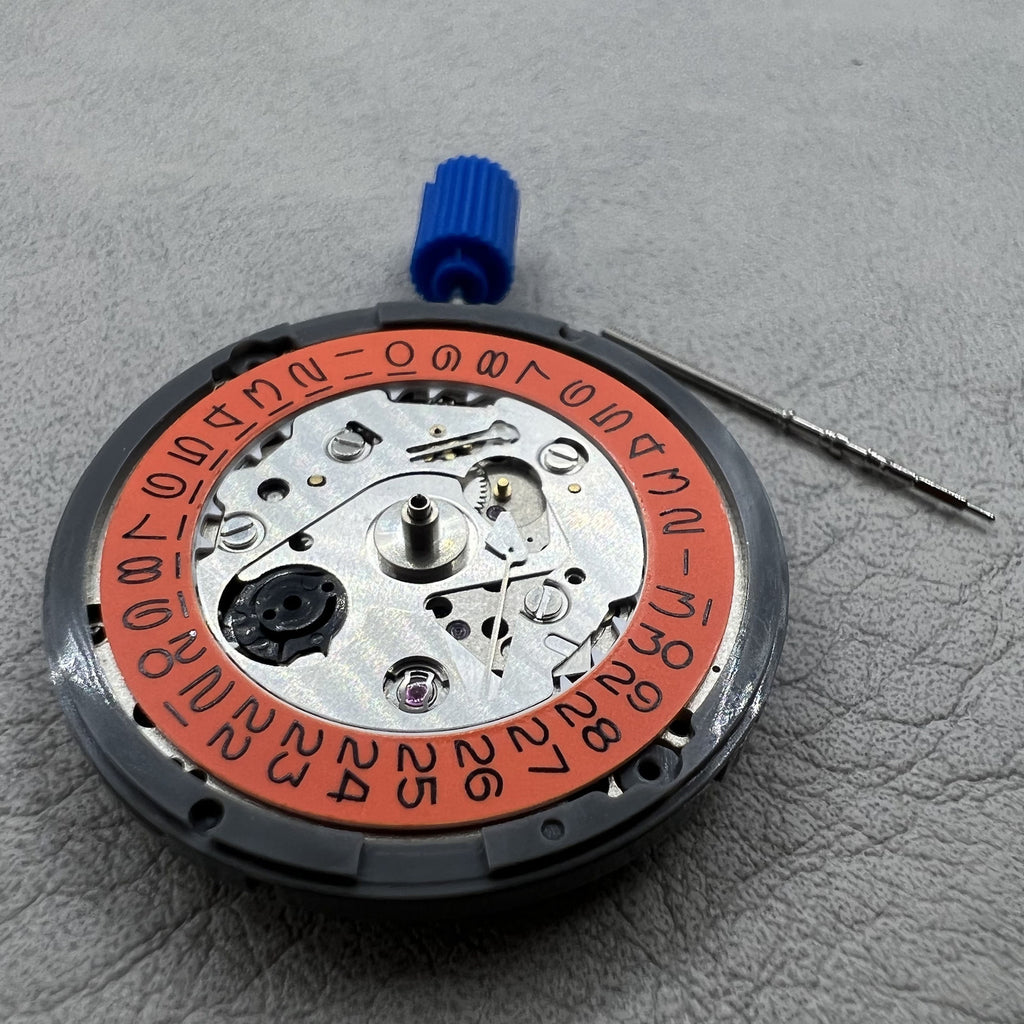 Seiko NH35 Automatic Mechanical Movement Vintage Orange Date Wheel 24 Jewels