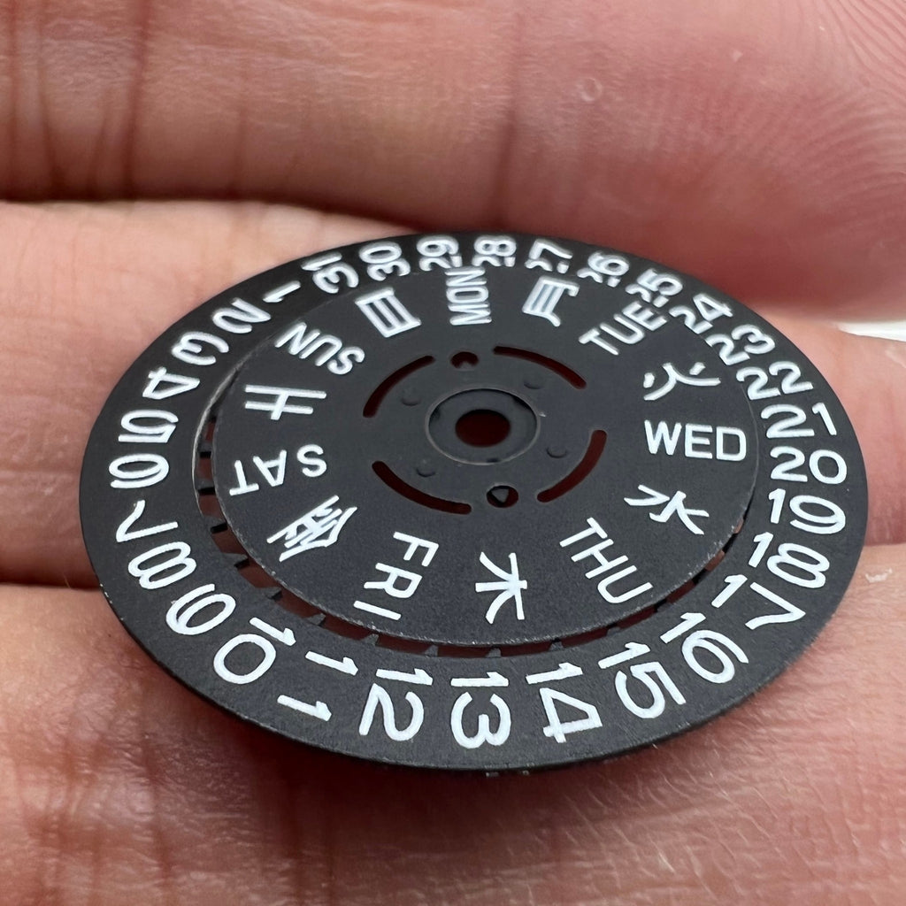 Green Lume Black Date Disk Wheel Week Wheel for Movement NH36 Date@3.8