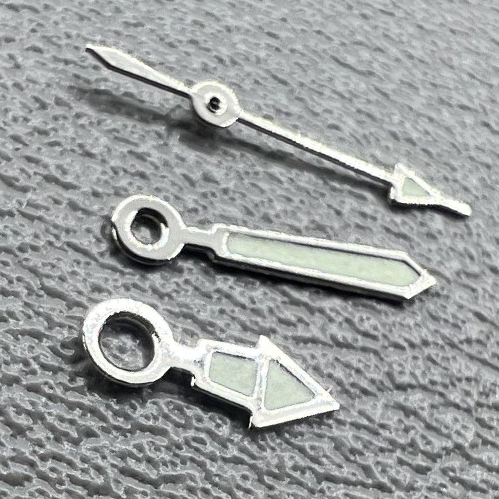 2 Sets/Pack Luminous Silver Trim Watch Hands Set for Miyota 2035 Movement #1523
