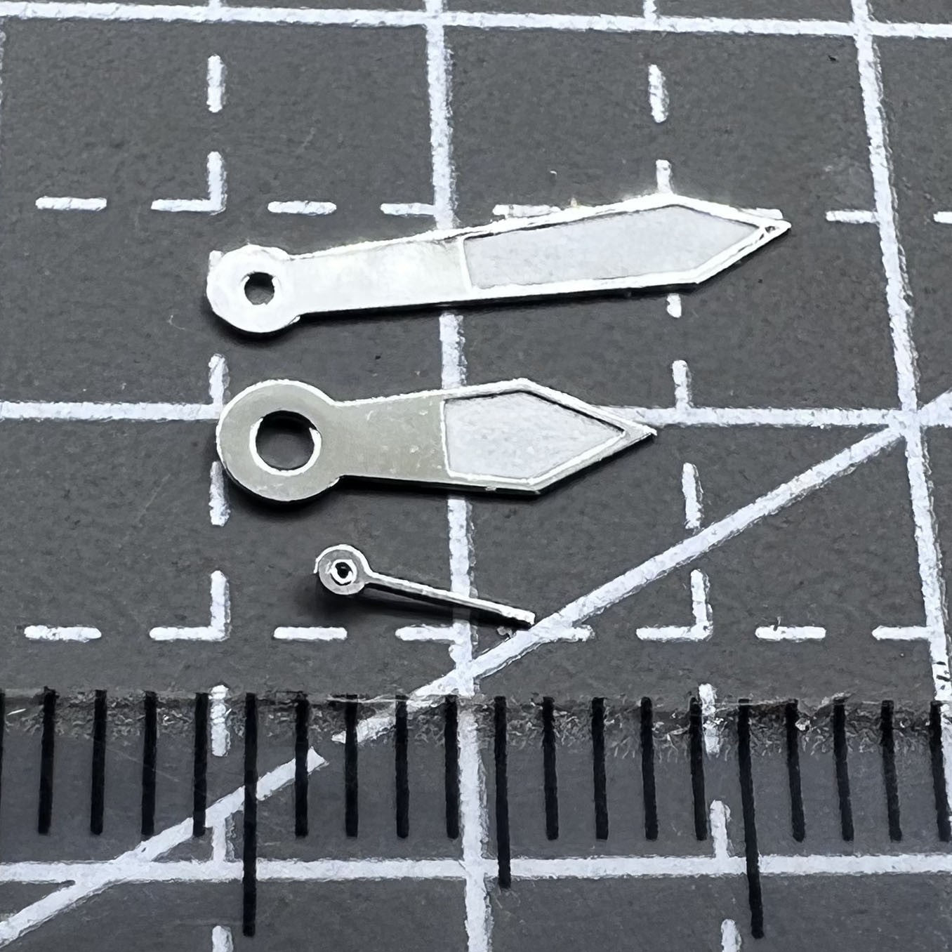 2 Sets/Pack 12mm Silver Trim Green Lume Watch Hands for Miyota 1L45 Movement