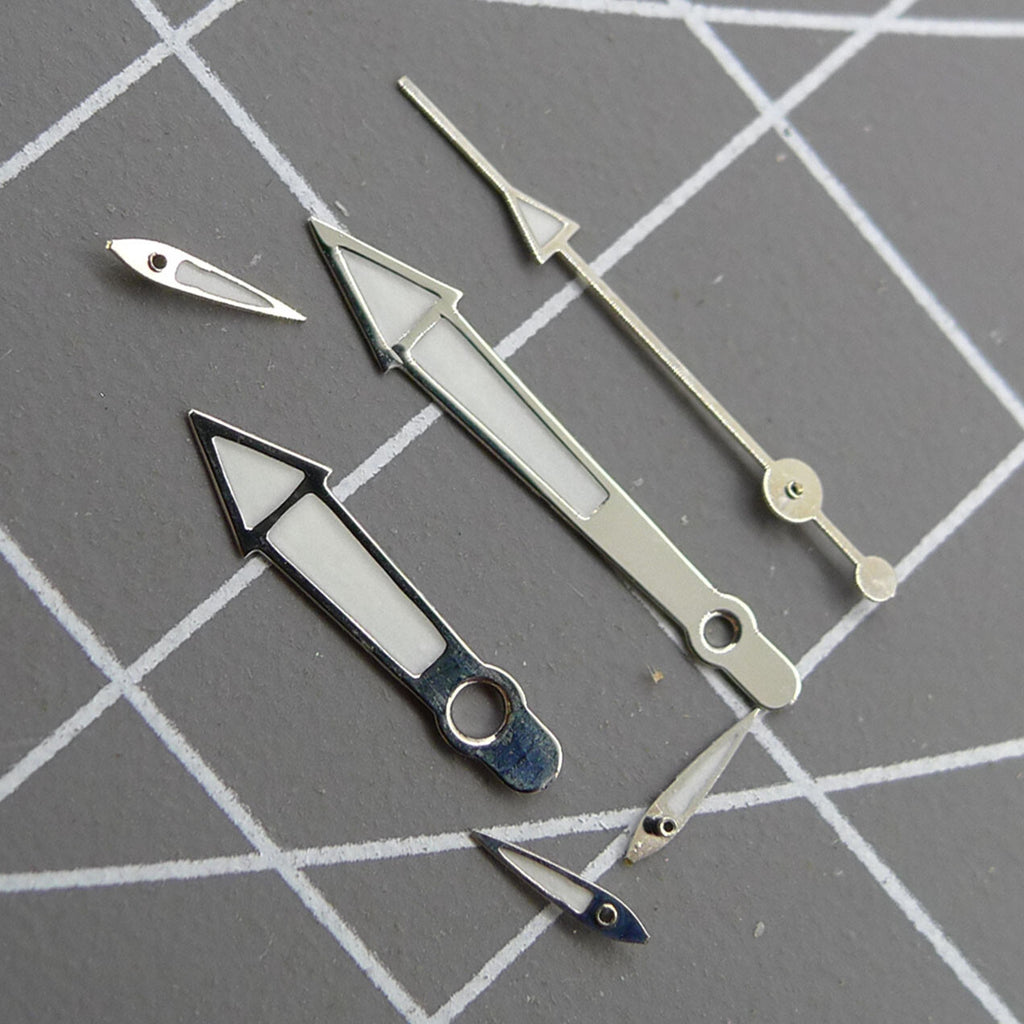 13mm Silver Trim Green Lume Watch Hands for Miyota OS10 OS20 OS22 OS60 OS80