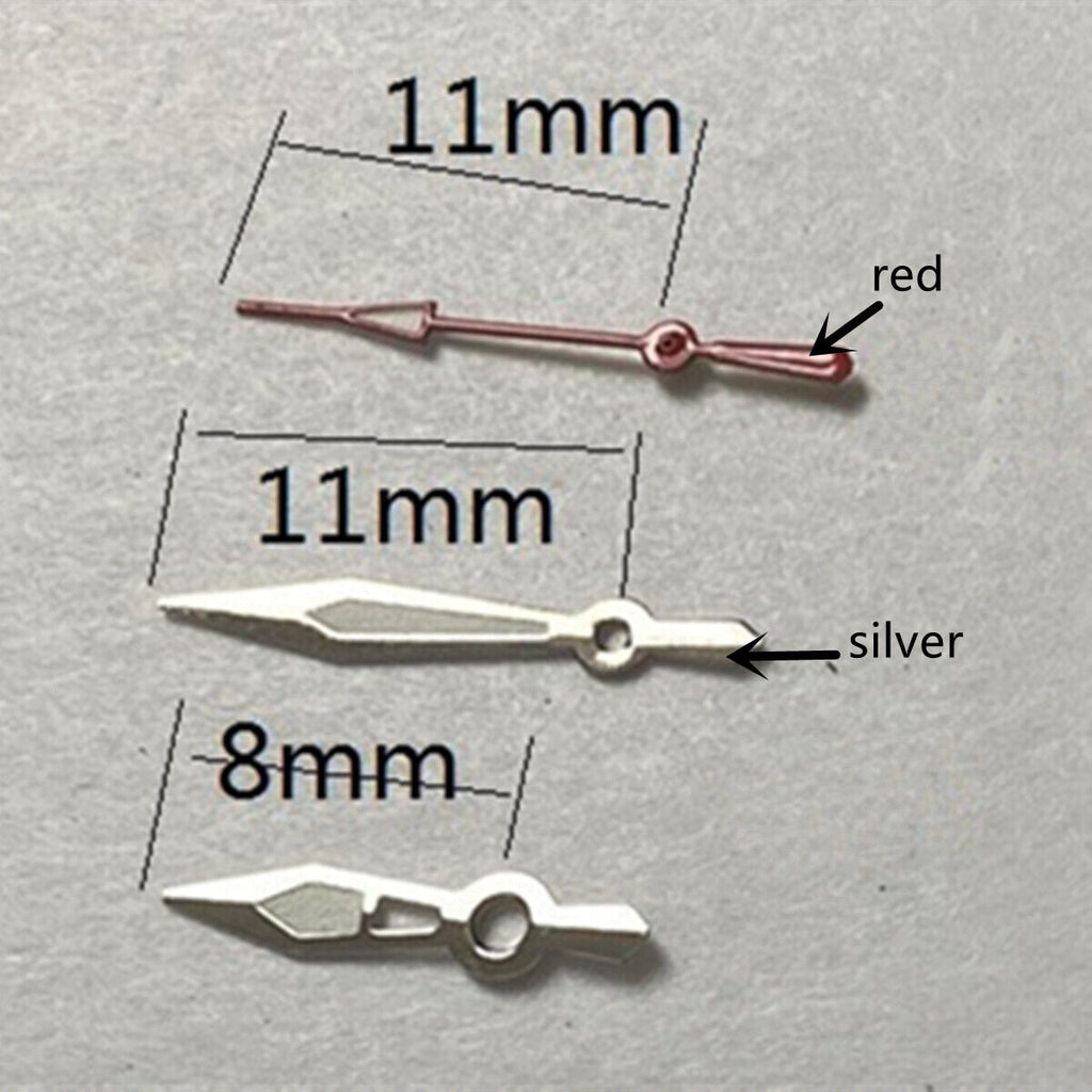 2 Sets Red Second Hand Silver Trim Hands Set for Miyota 2315 2035 2036 2115 2305