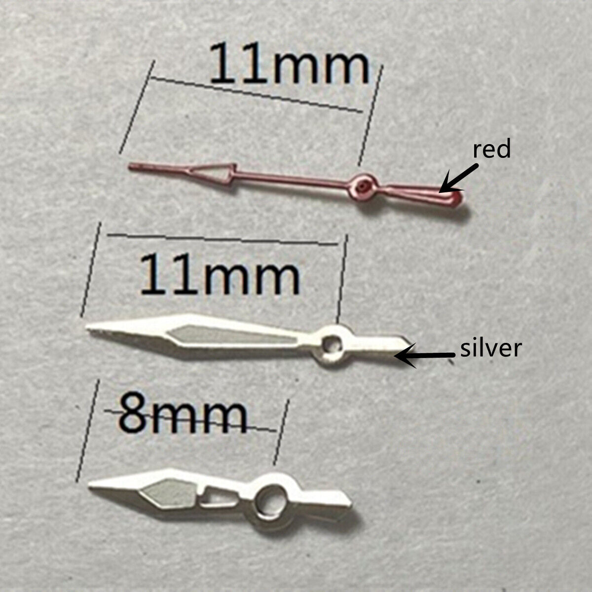 2 Sets Red Second Hand Silver Trim Hands Set for Miyota 2315 2035 2036 2115 2305