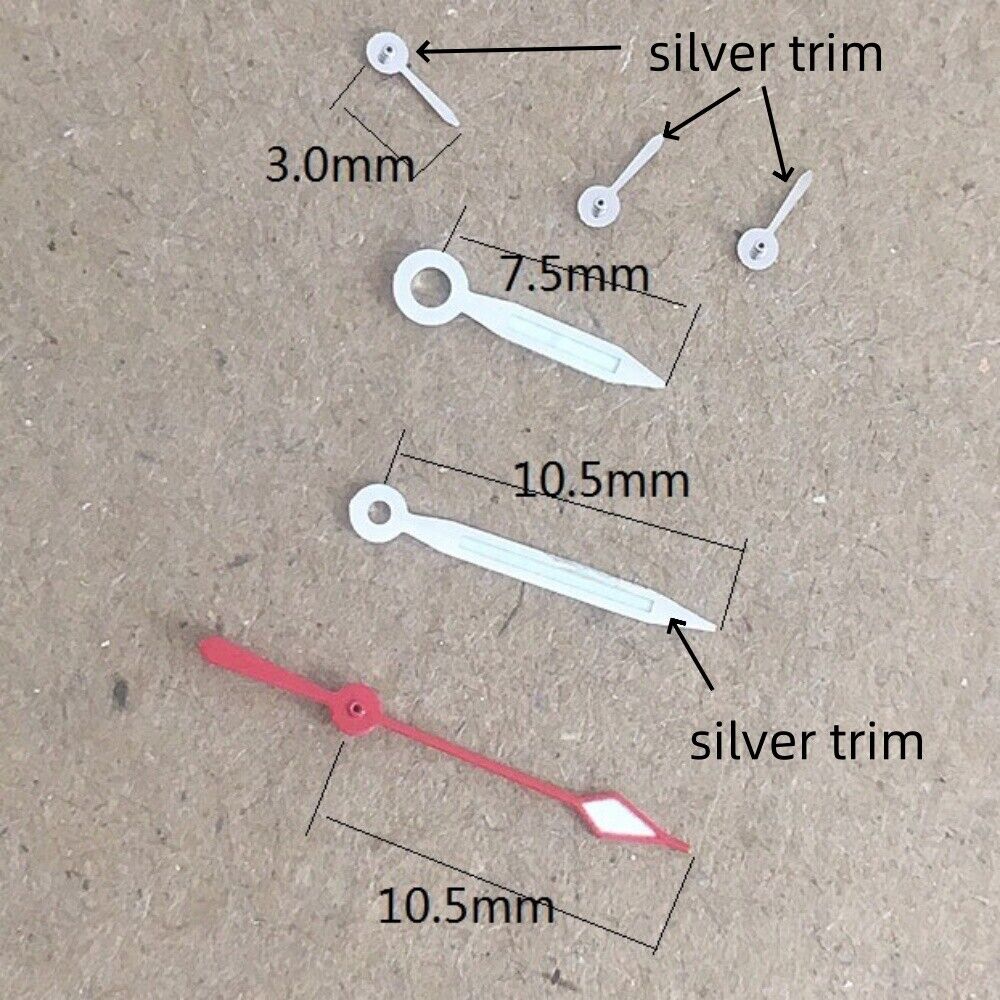 2 Sets/Pack 10.5mm Green Luminous Silver Trim Watch Hands for 7120 Movement