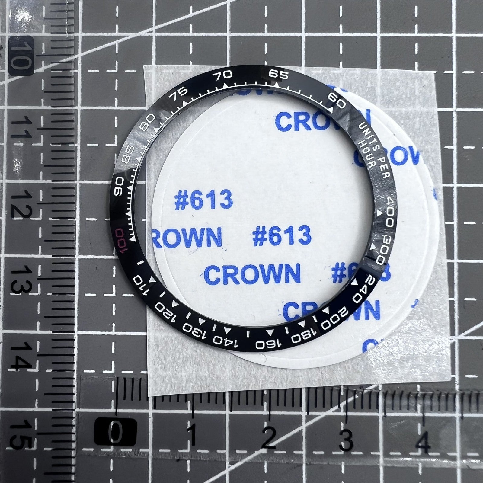 37.65mm Ceramic Watch Bezel  Black Background White+Red "100" Font for Daytona