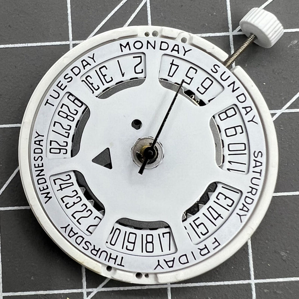 Swiss ISA 1198 Quartz Movement Day Date White Dial Date@6