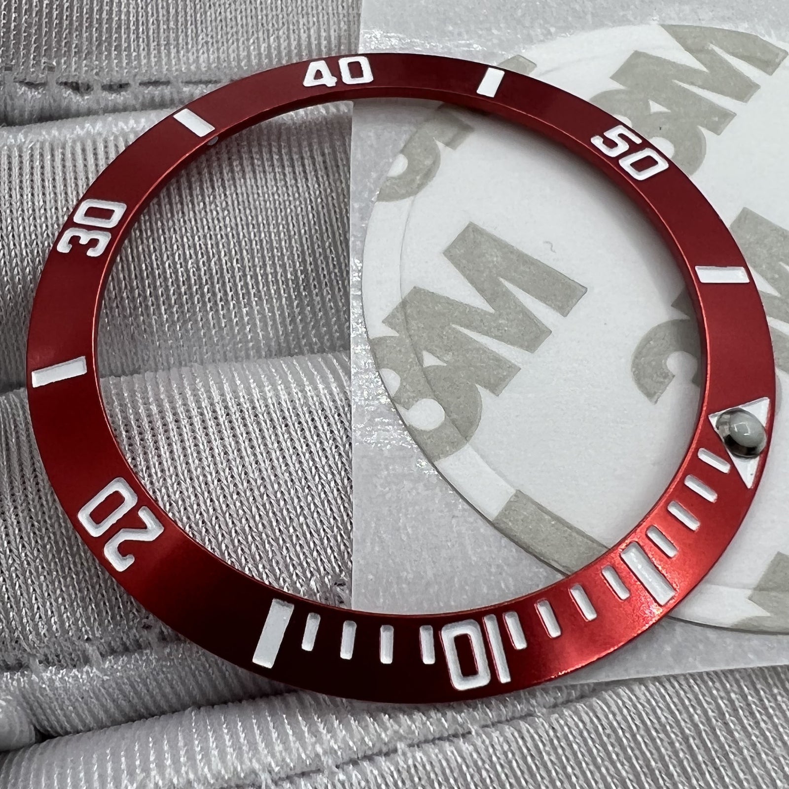 38mm Watch Bezel Ceramic Slope Red Ring Silver Font Green Luminous Watch Part