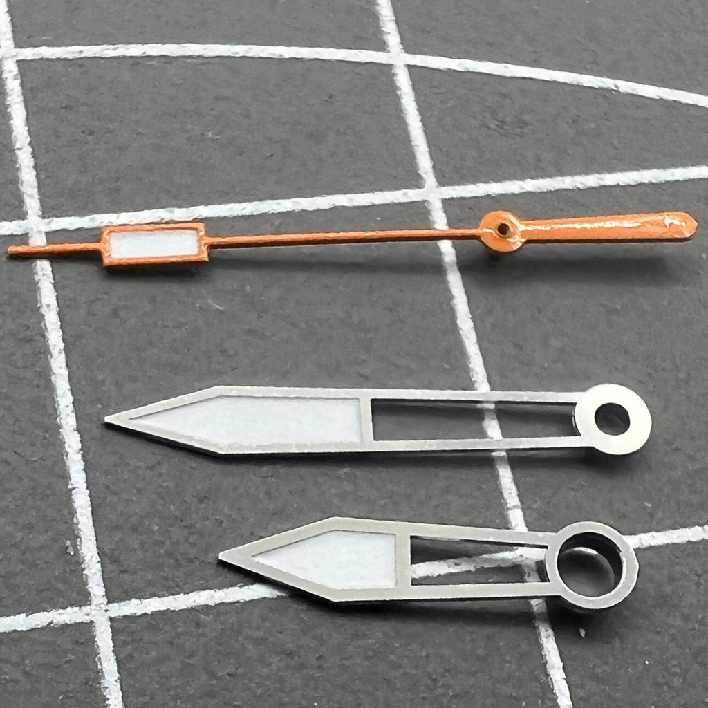 Orange Second Hand Green Lume Silver Trim Hands Set for ETA2836/2846/2824/2846