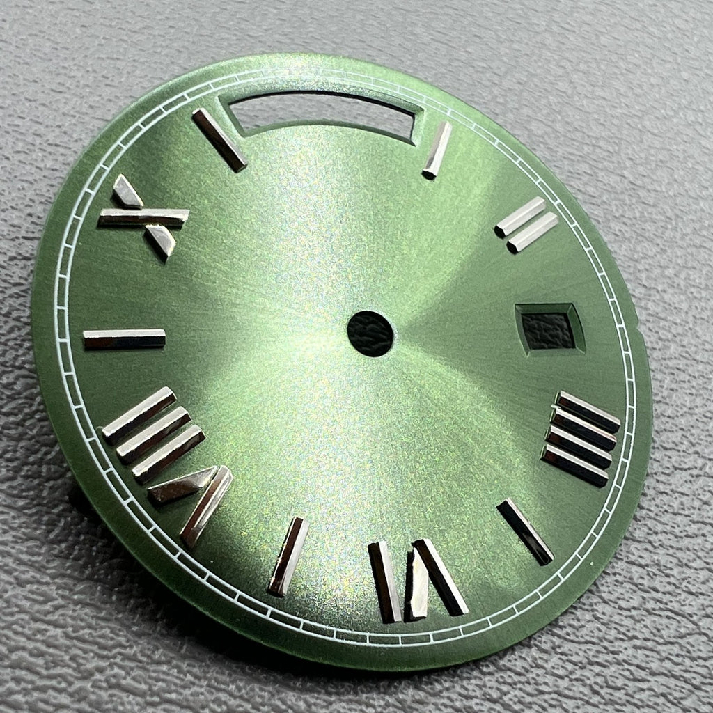 28.5mm No Lume Silver Nail Army Green Watch Dial for Movement Seagull ST1644