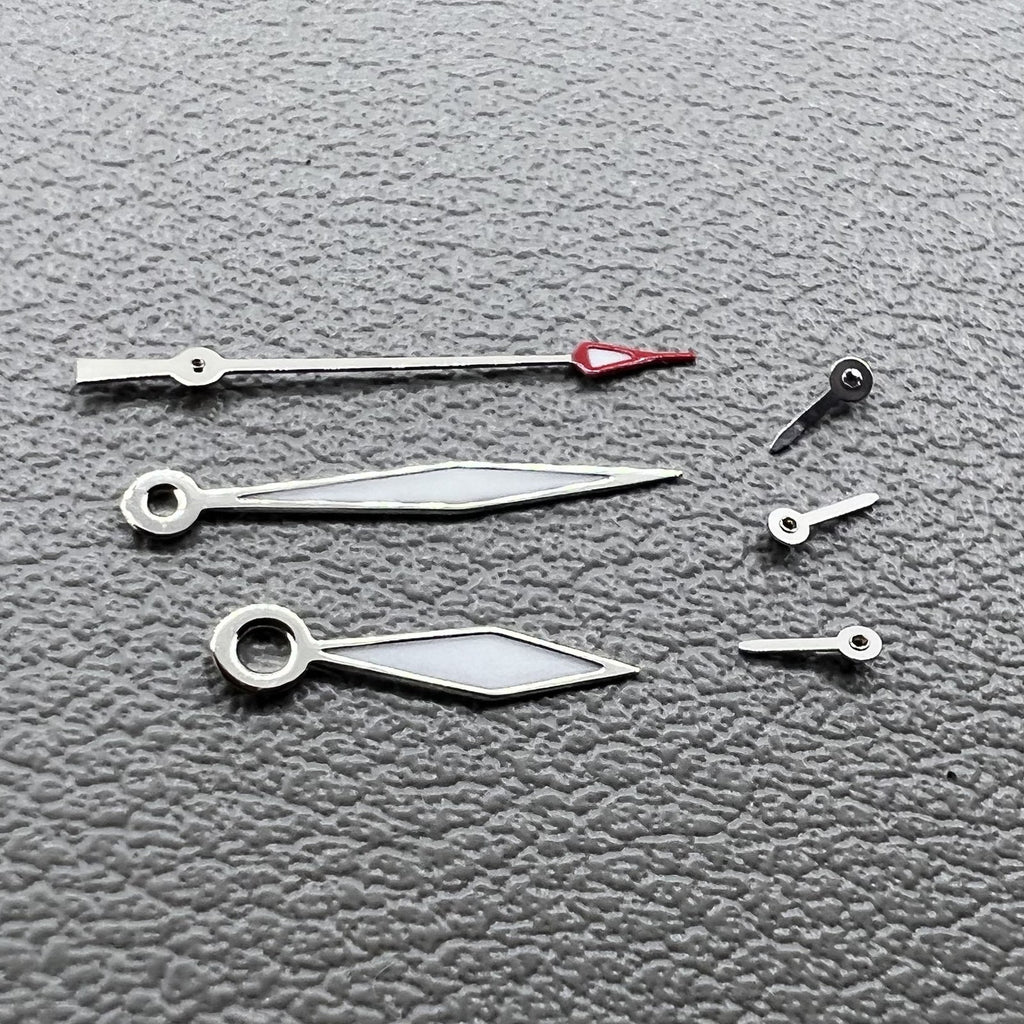 2 Sets/Pack 13mm Diamond Shape Silver Trim Lume Hands for Miyota JS15 Movement
