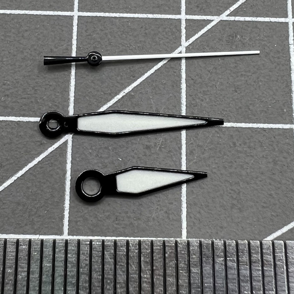 15mm Black Trim Green Luminous Watch Hands Set Fit for NH35/NH36 Movement