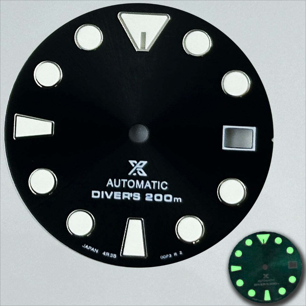28.5mm Black Datejust Modified Green Luminous Watch Dial for NH35 NH36 Movement