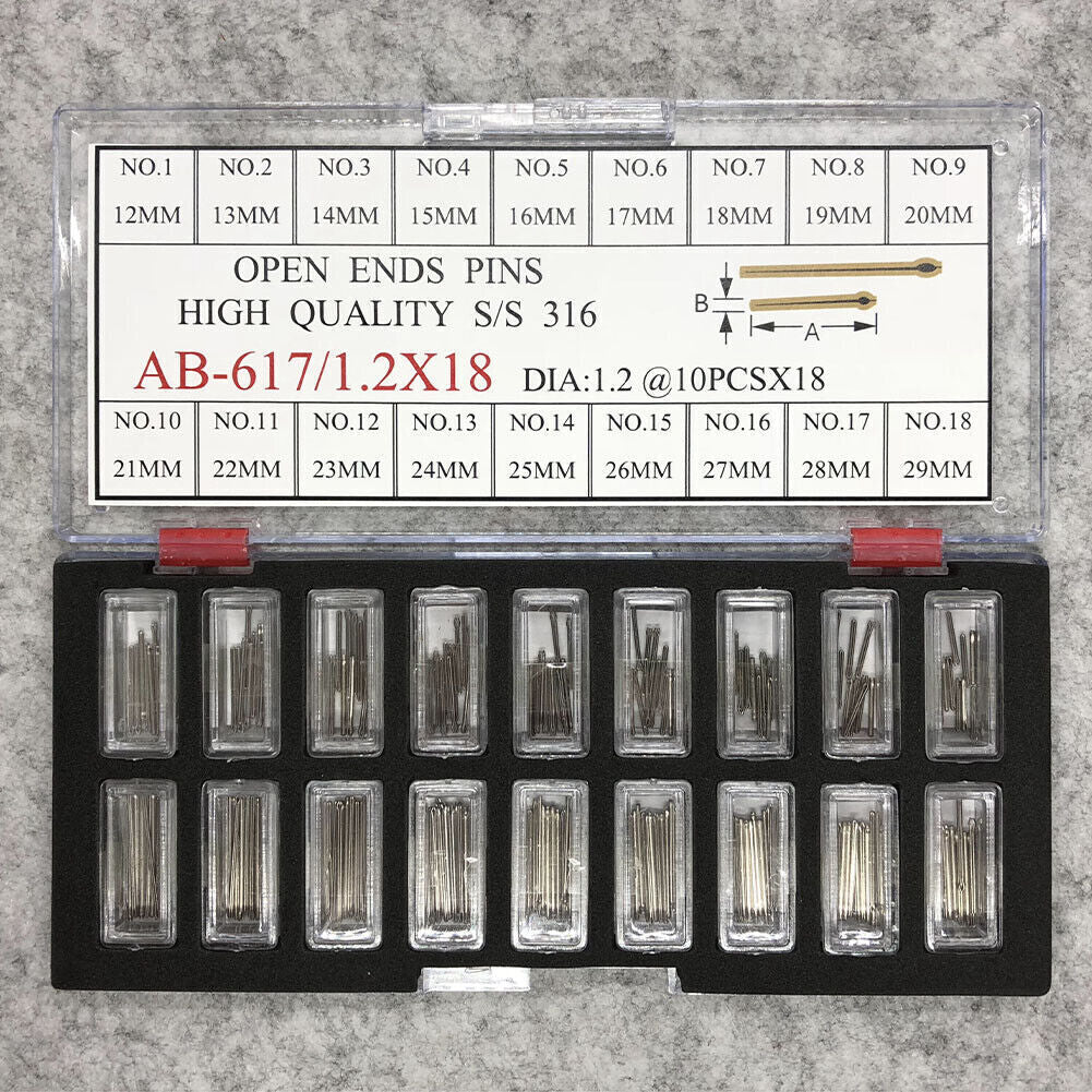 Dia 1.2mm Stainless Steel Open Ends Pins Kit Size From 12~29mm 180PCS/Box