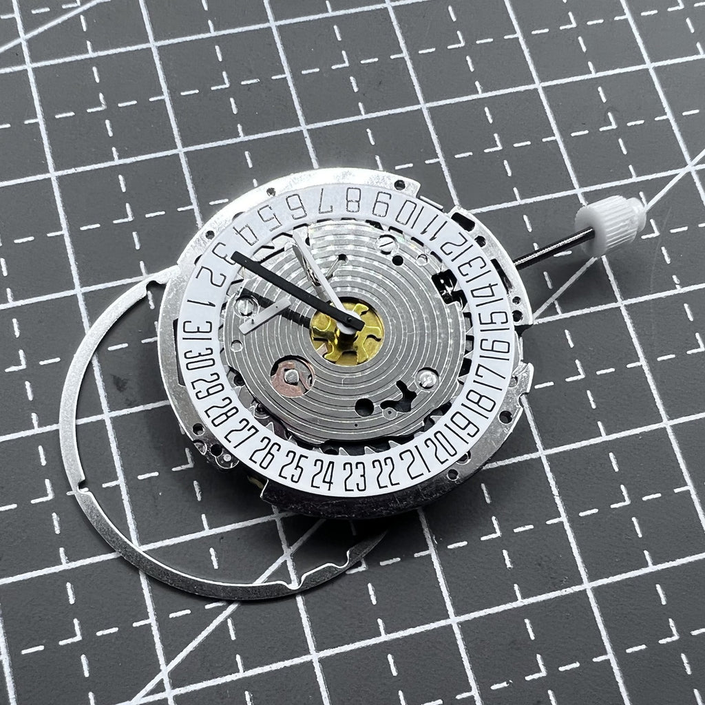 Swiss ISA 8171A Quartz Movement 4 Hands White Disk Date At 6