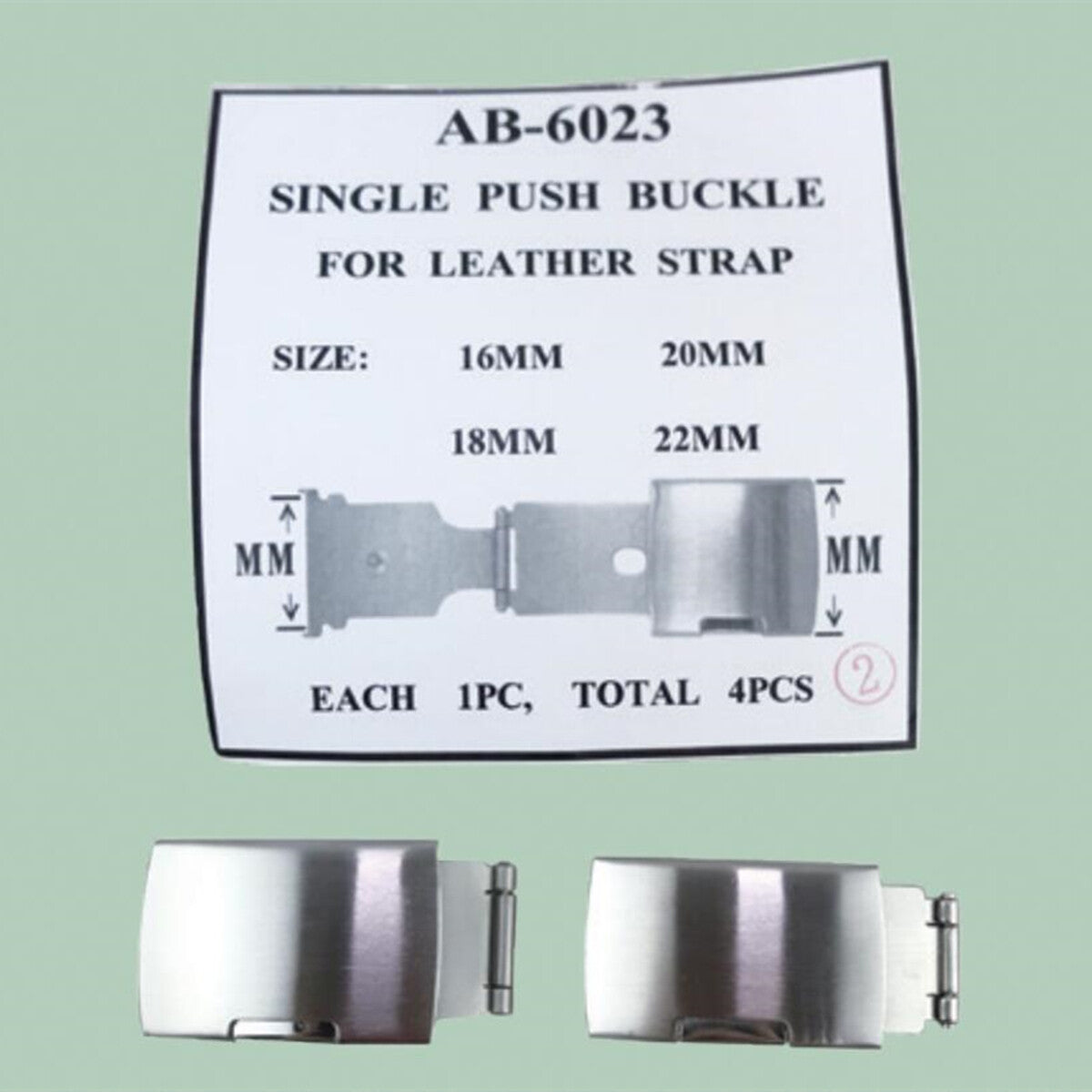 4pcs 4 Sizes 16-22mm Single Push Buckles for Leather Watch Strap Watch Buckles
