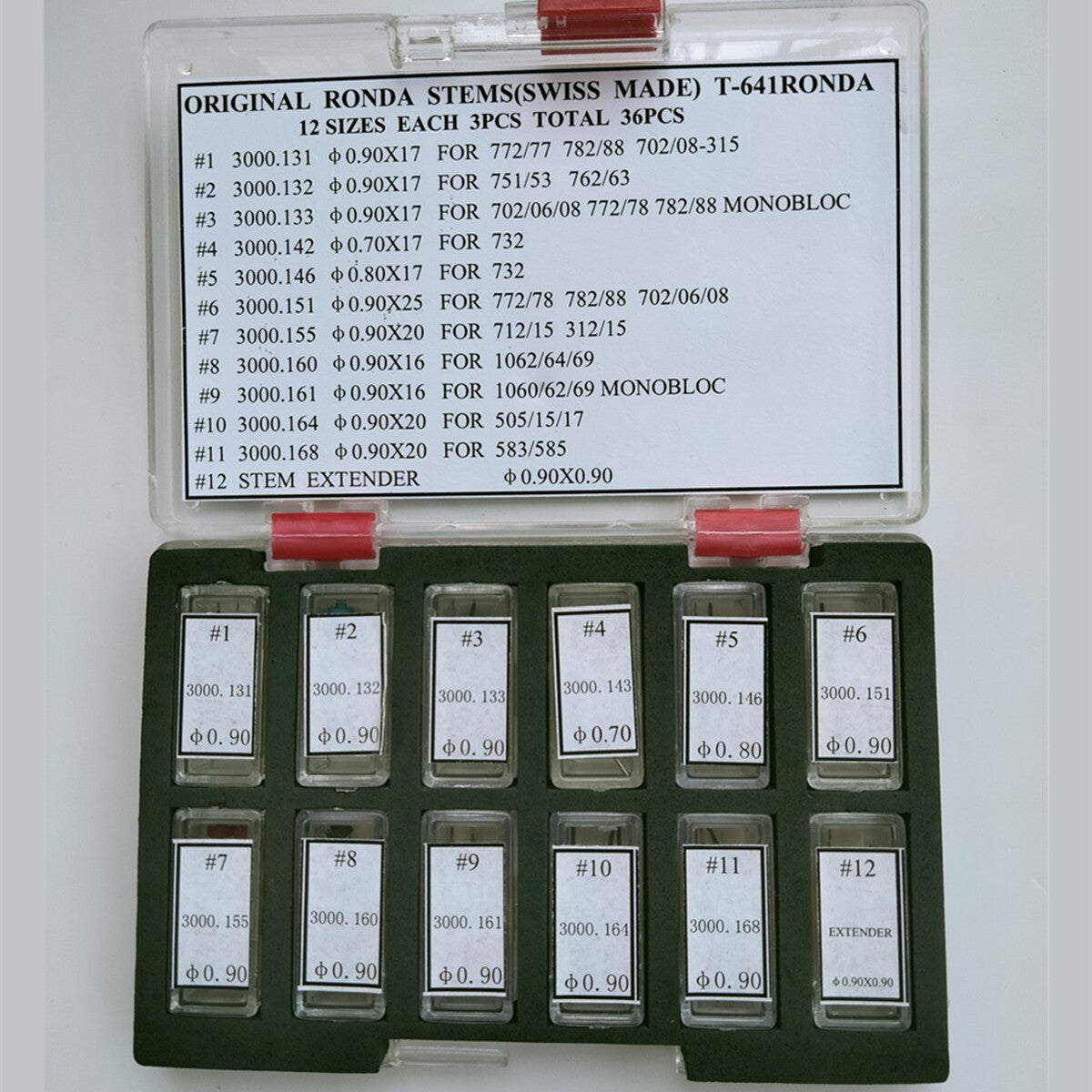 36pcs Swiss Made Original Ronda Watch Stem Assortment AM-641 Watch Repair Part