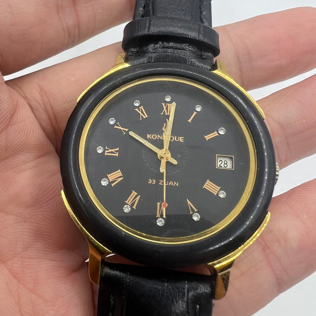 37mm Automatic Mechanical Watch 33 Jews Black Dial with Golden Roman Numerals
