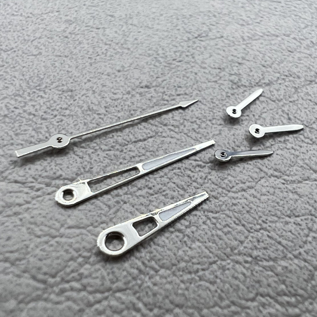 2 Sets/Pack 11mm Pointed Silver Trim Green Lume Hands Set for VD53 VD54 VD57