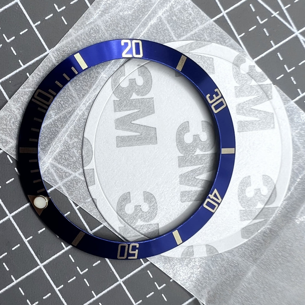 37.5mm Green Lume Aluminum Black SUB Watch Bezel Slope Golden Font