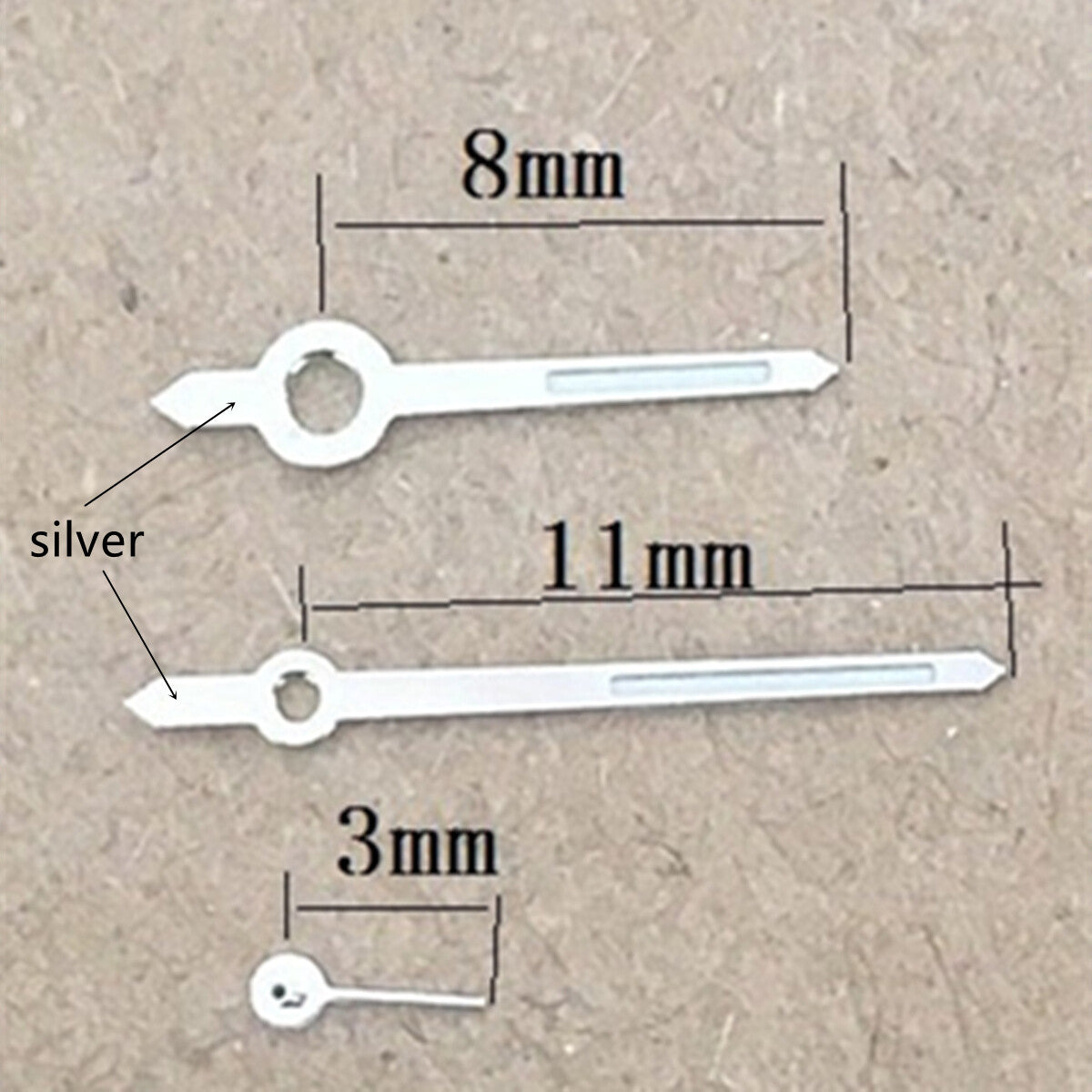 11mm Silver Trim Green Luminous Watch Hands for Miyota 1L45 Quartz Movement