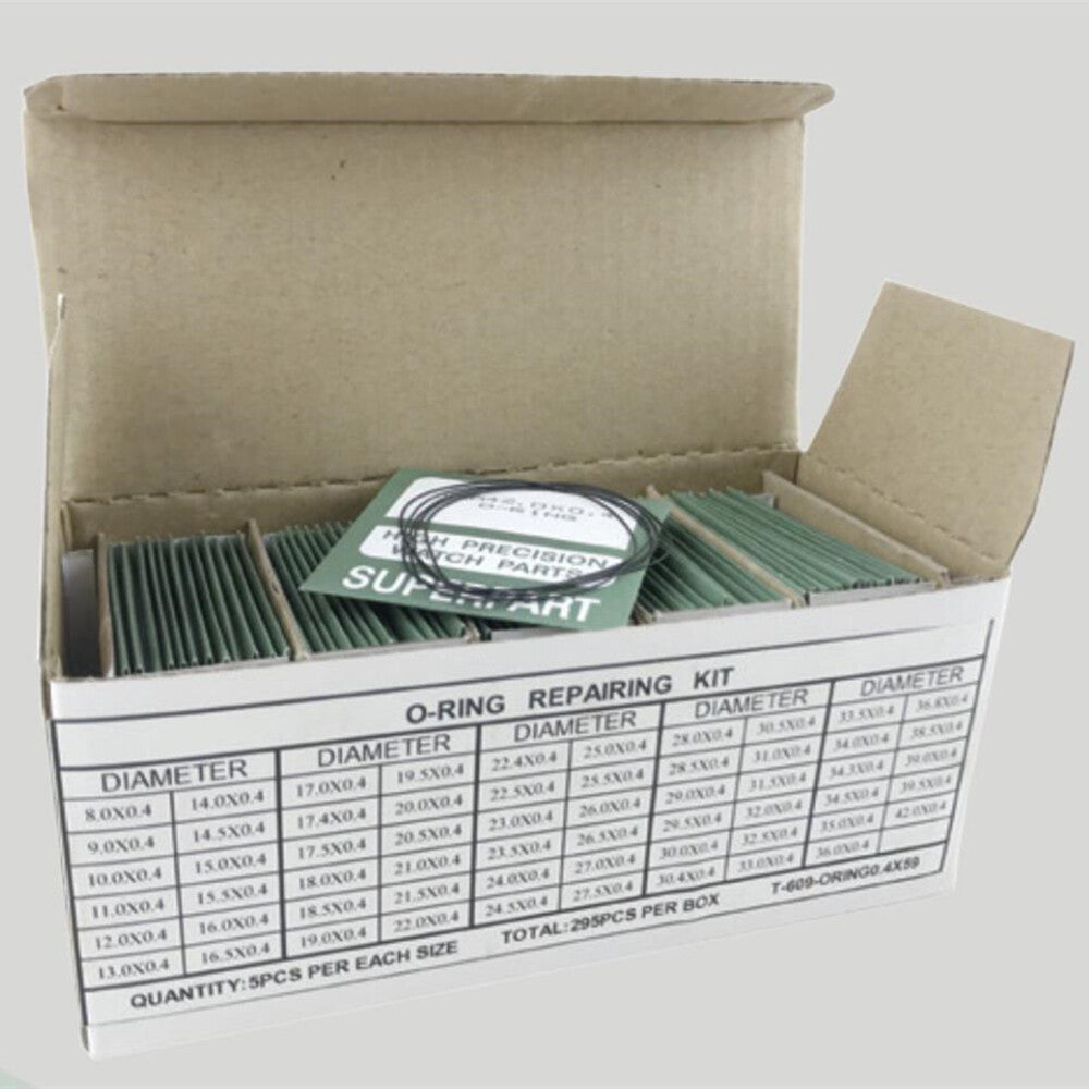 59 Sizes 295pcs 0.4mm Thickness Waterproof O Ring Kit Watch Back Gasket Washers