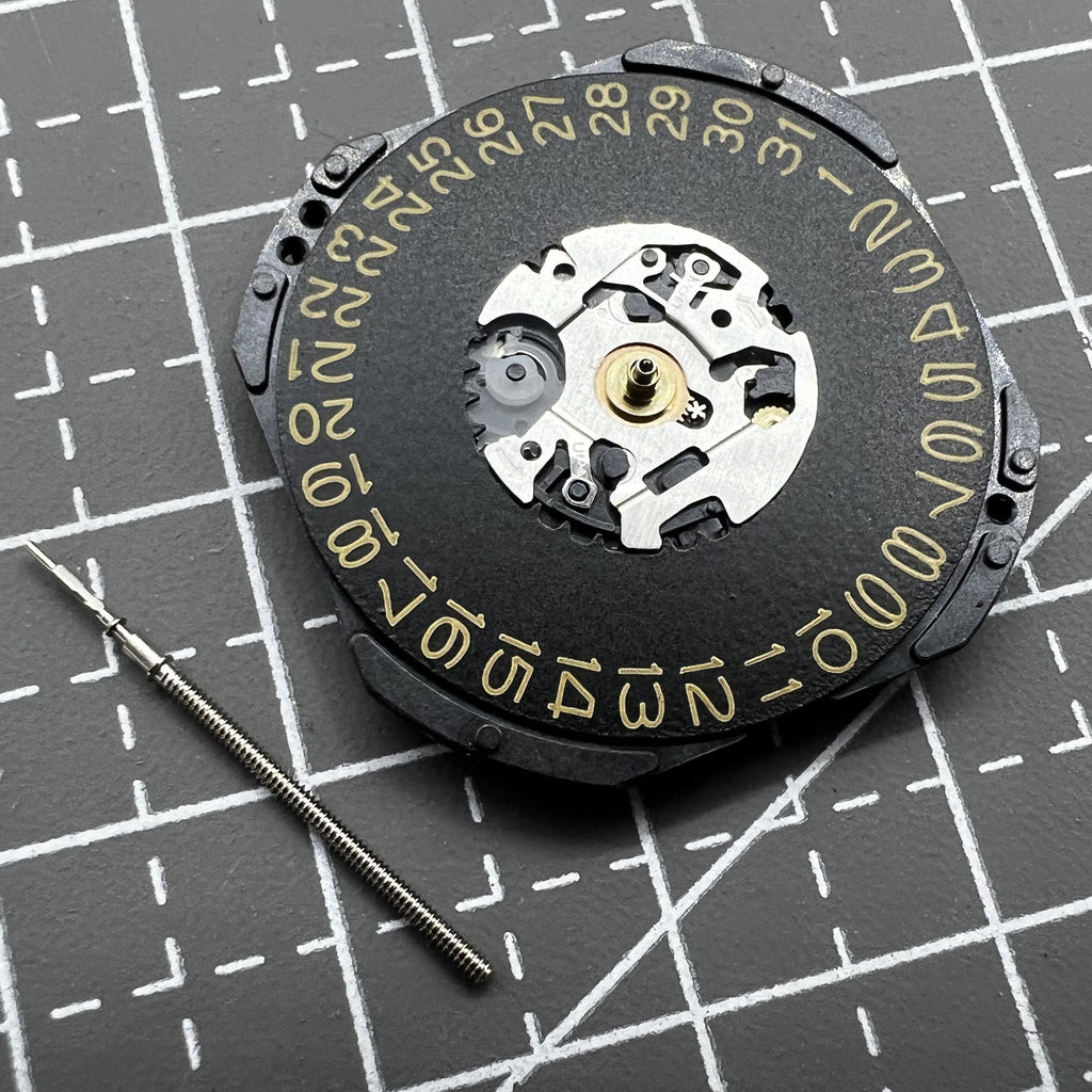 2 PIECES Hattori VX42 VX42E Quartz Movement Day At 3 Golden Font+Black Disk