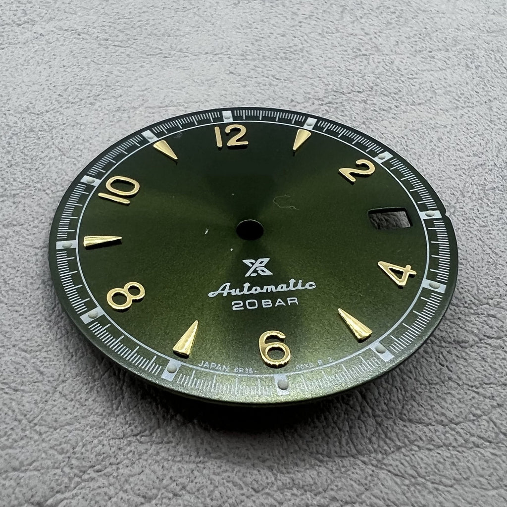Green Luminous Vintage Golden Nail 30mm Olive Watch Dial Modified for NH35
