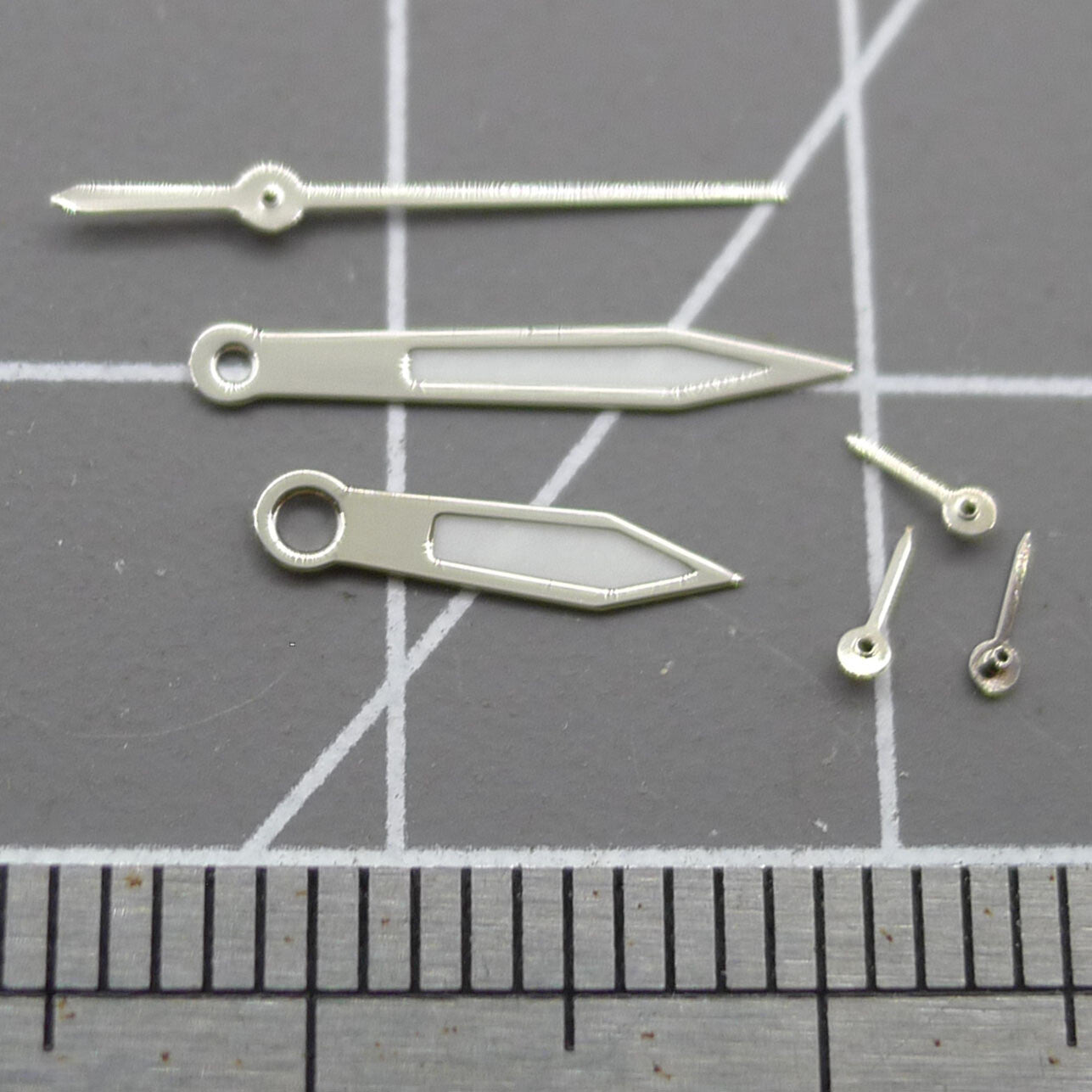 Pointed 13mm Silver Trim Green Luminous Watch Hands for Miyota 0S10 Movement