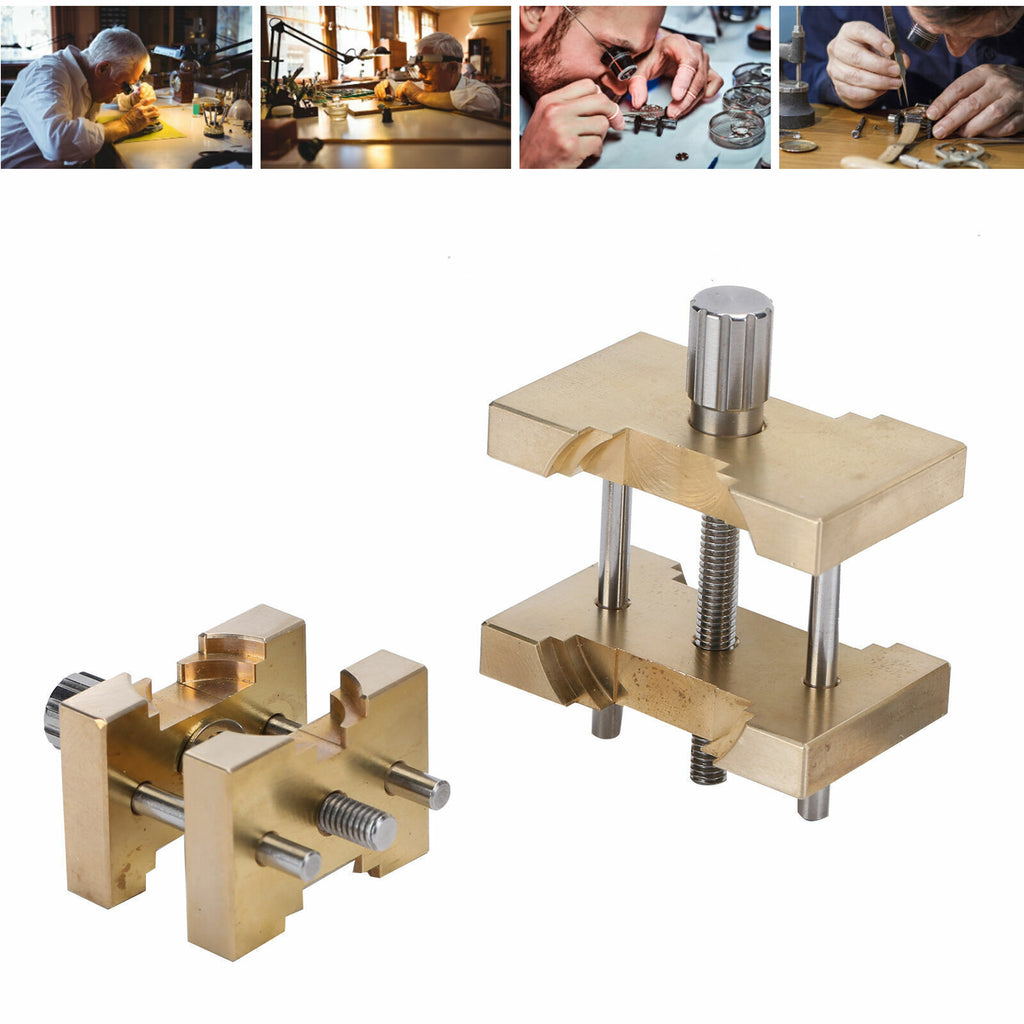 2PCS Watch Movement Holder Clamp Vise Copper Vintage Watchmakers Repair Tool