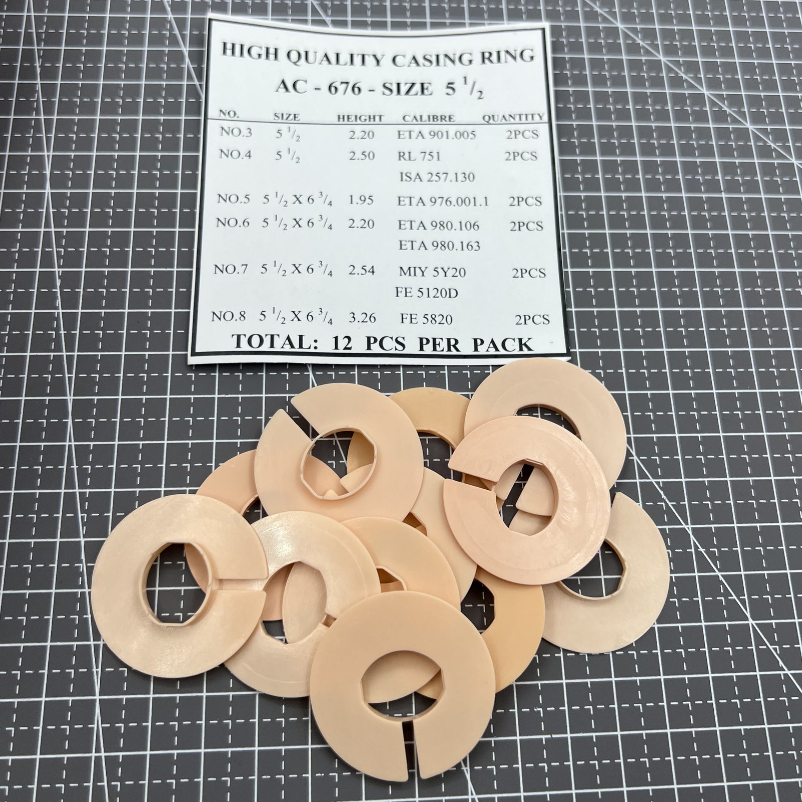 12 PIECES 6 Ligne Sizes Movement Case Spacer Casing Ring Holder #AC-676-SIZE 5.5
