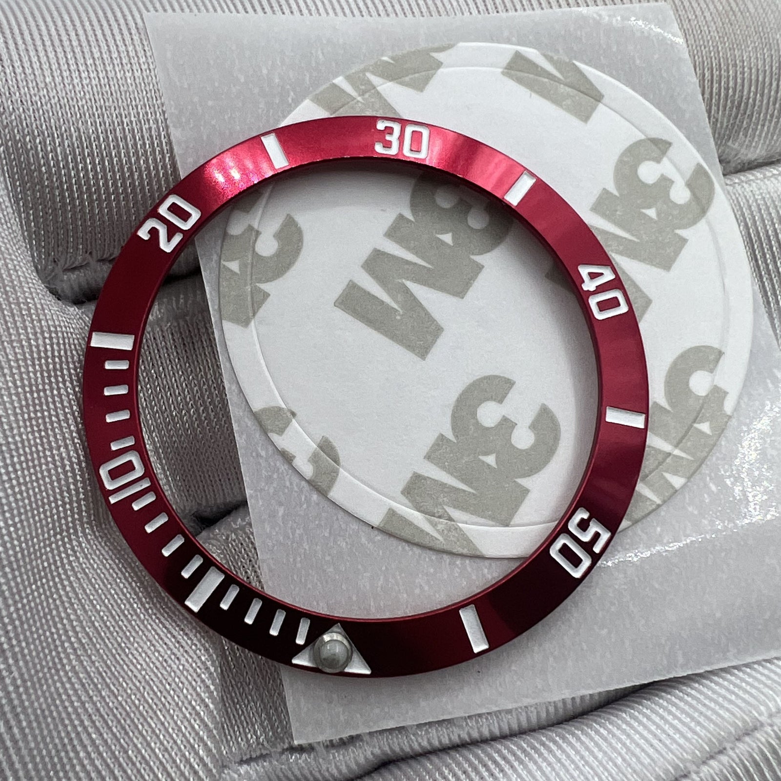 38mm Watch Bezel Ceramic Slope Red Ring Silver Font Green Luminous Watch Part