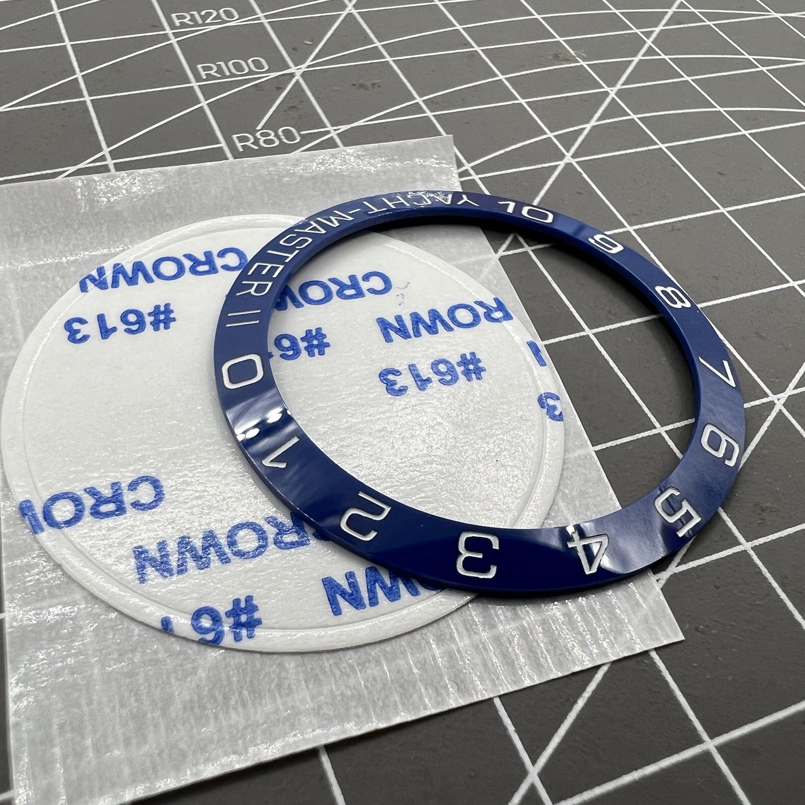 38mm Watch Bezel Ring Ceramic Slope Blue Ring White Font for Yacht Master Watch