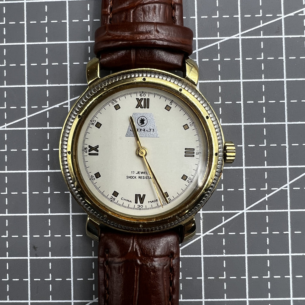 SHANGHAI JINJI Manual Mechanical Watch Roman Numerals 17 Jews Shock-Resistant