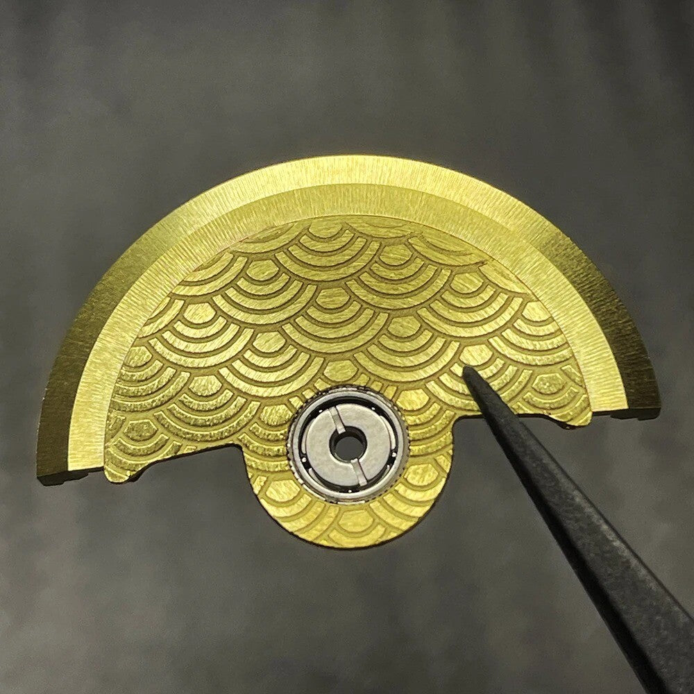 Golden Sea Wave Carved Rotor Oscillating Weight for NH35 NH36 Movement
