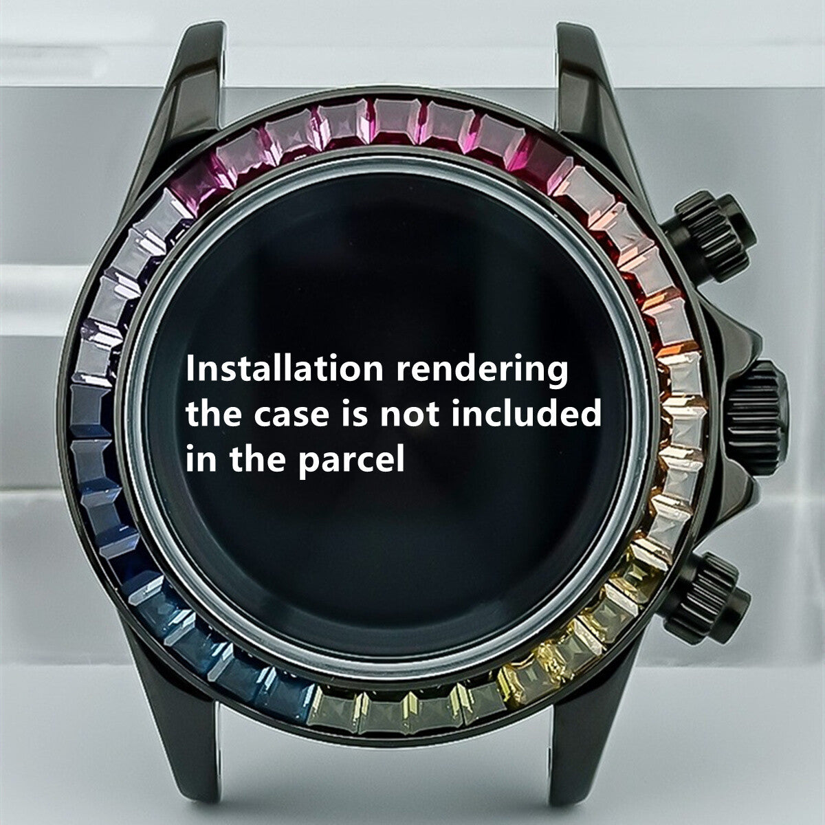 39mm Golden Trim Imitation Diamond Gemstone Watch Bezel for VK63 Movement