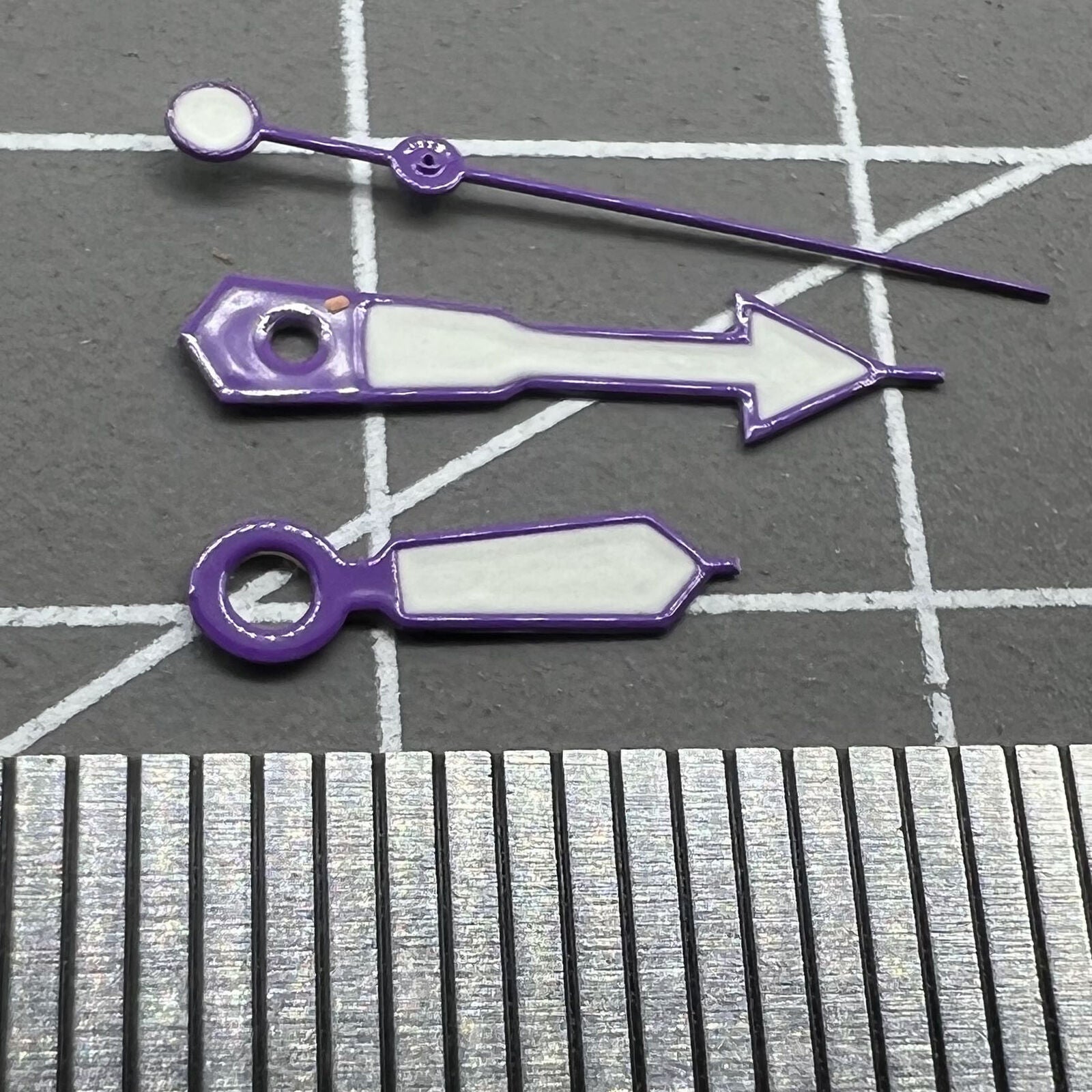 2 Sets Purple Trim White Painted Green Lume Watch Hands for NH35 NH36 7S26