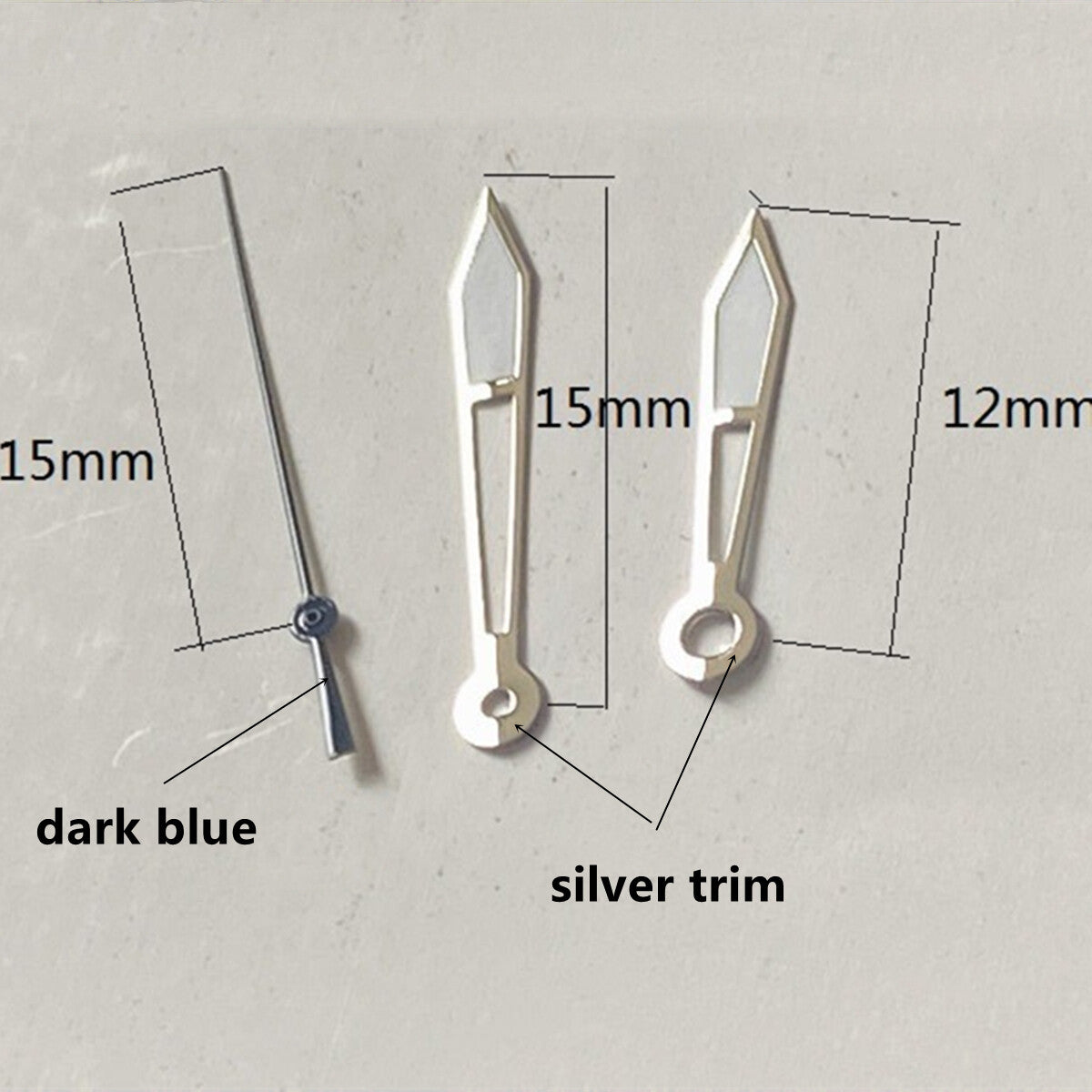 2 Sets Green Lume Silver+Dark Blue Trim Watch Hands Set for Ronda 515