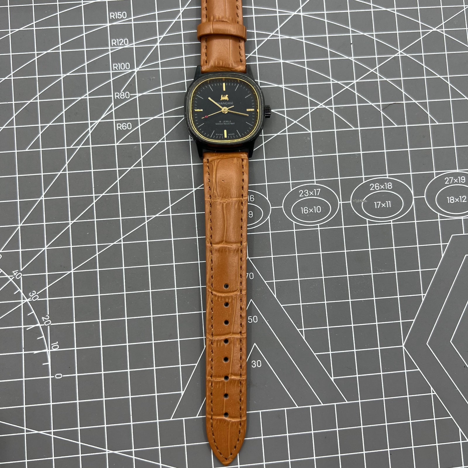 34mm Shanghai Factory Made Manual Mechanical Watch Black 19 Jews Shock-Resistant