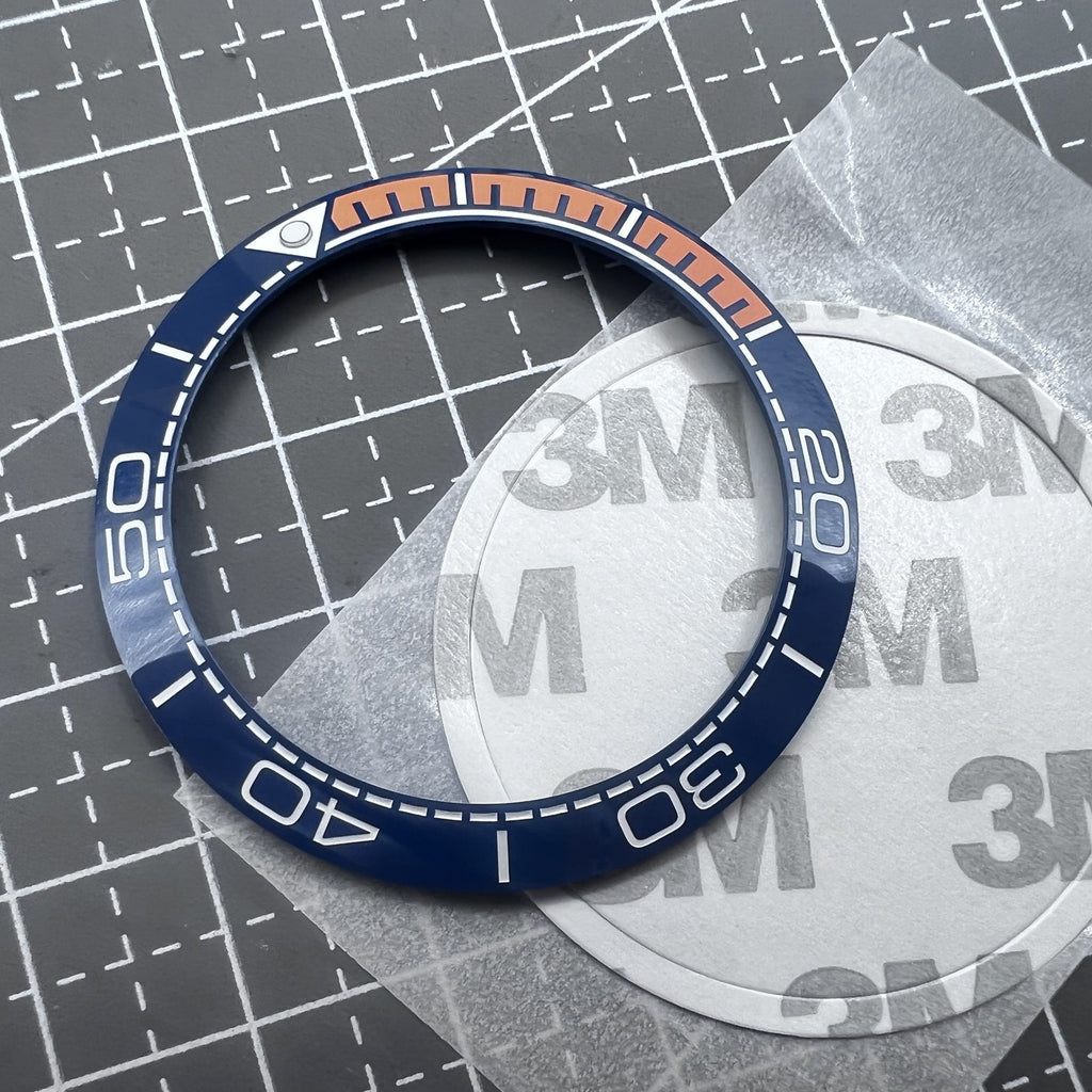41.5mm/32.5mm Ceramic Watch Bezel Insert Dark Blue Bezel Orange Font Watch Parts