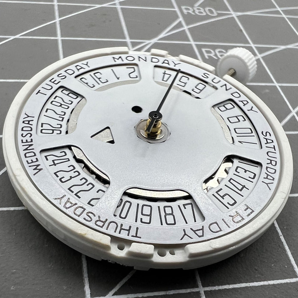 Swiss ISA 1198 Quartz Movement Day Date White Dial Date@6