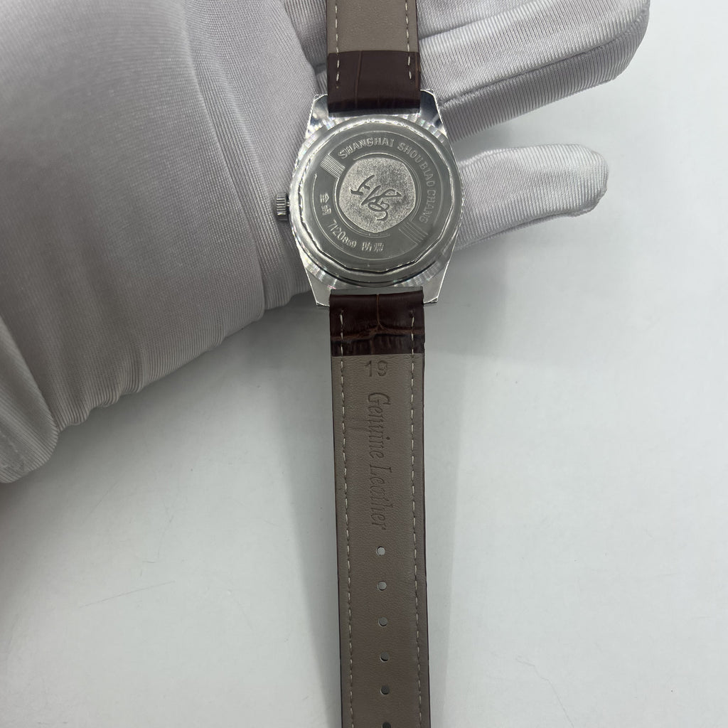 38mm Shanghai Factory Made Manual Mechanical Watch White Dial 3 Hands 19 Jews