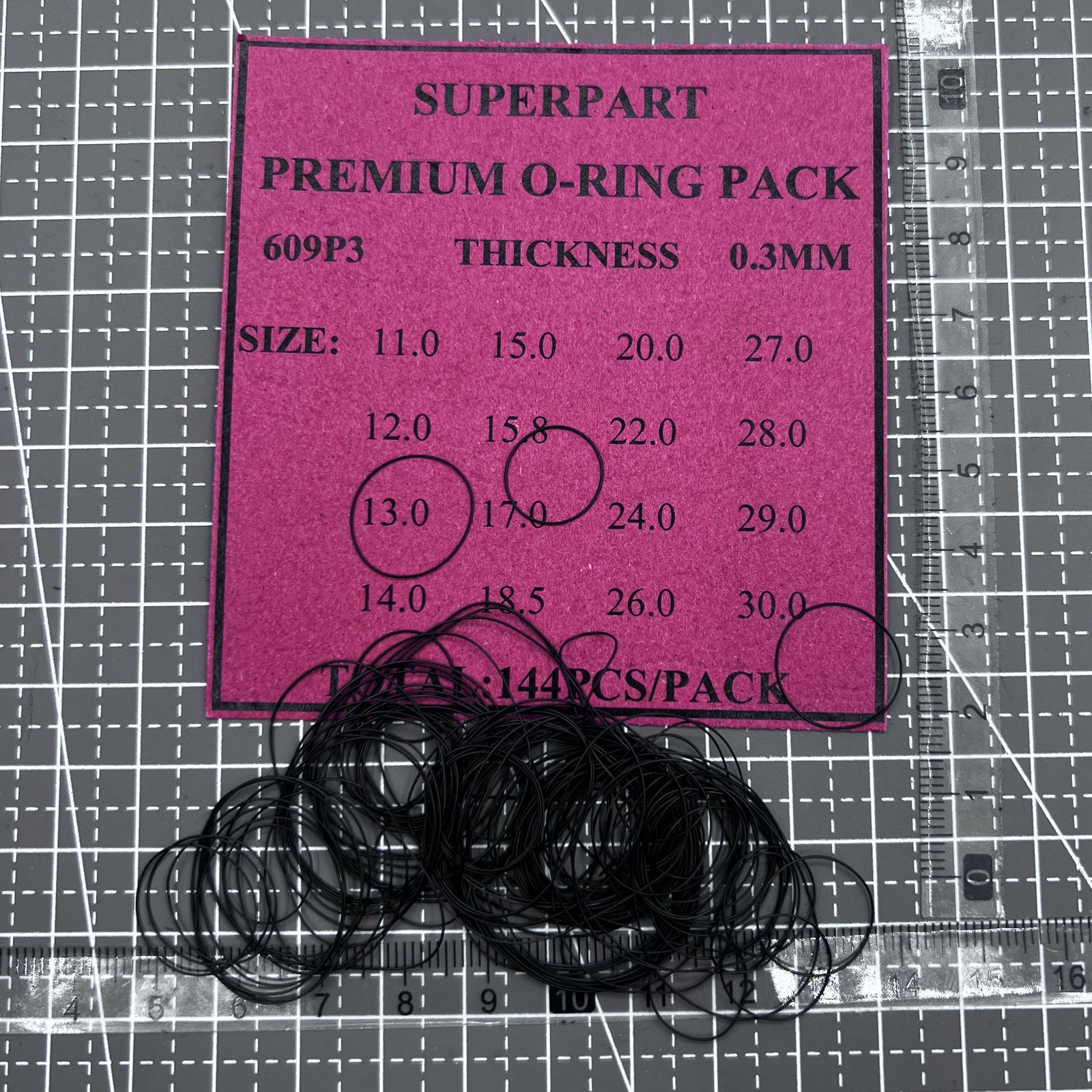 144pcs 0.3mm Thickness 16 Sizes Waterproof O Ring Kit Watch Back Gasket Washers