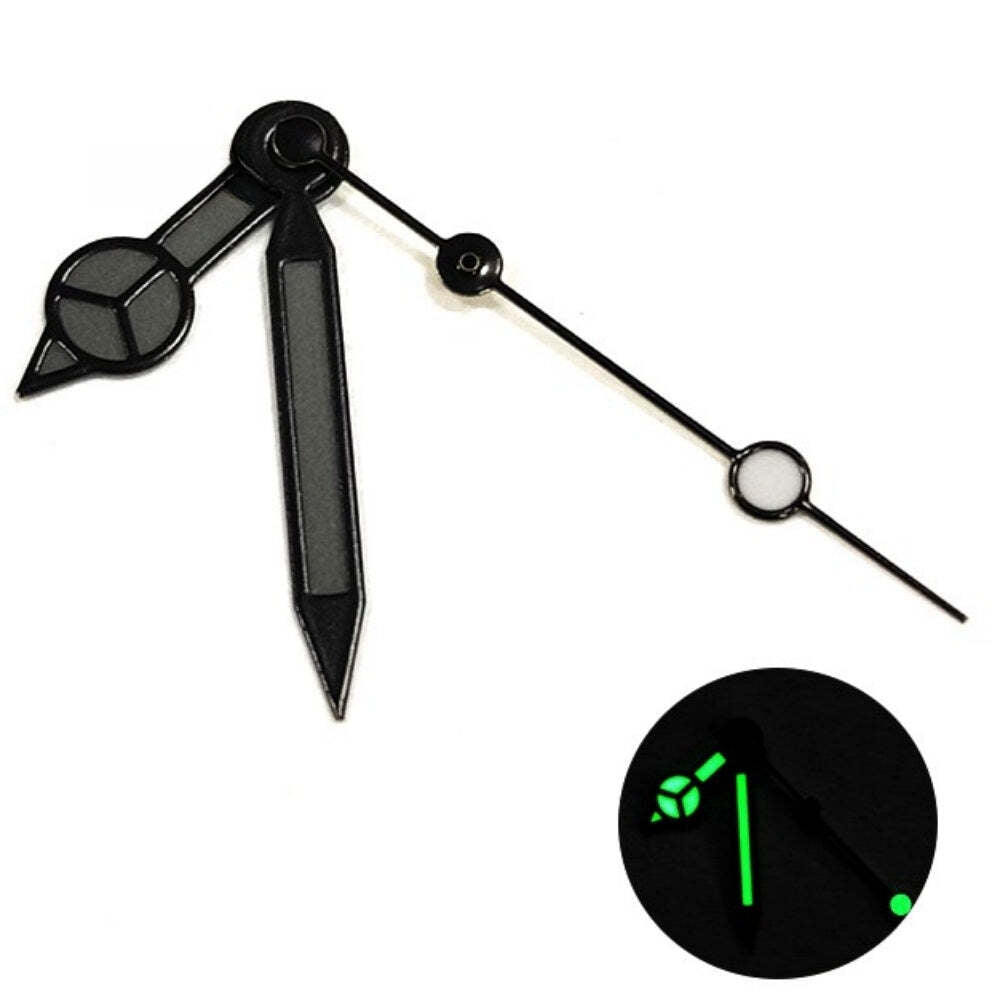 2 Sets Matted Black Trim Black Painted Lume Black Second Watch Hands for NH35/36